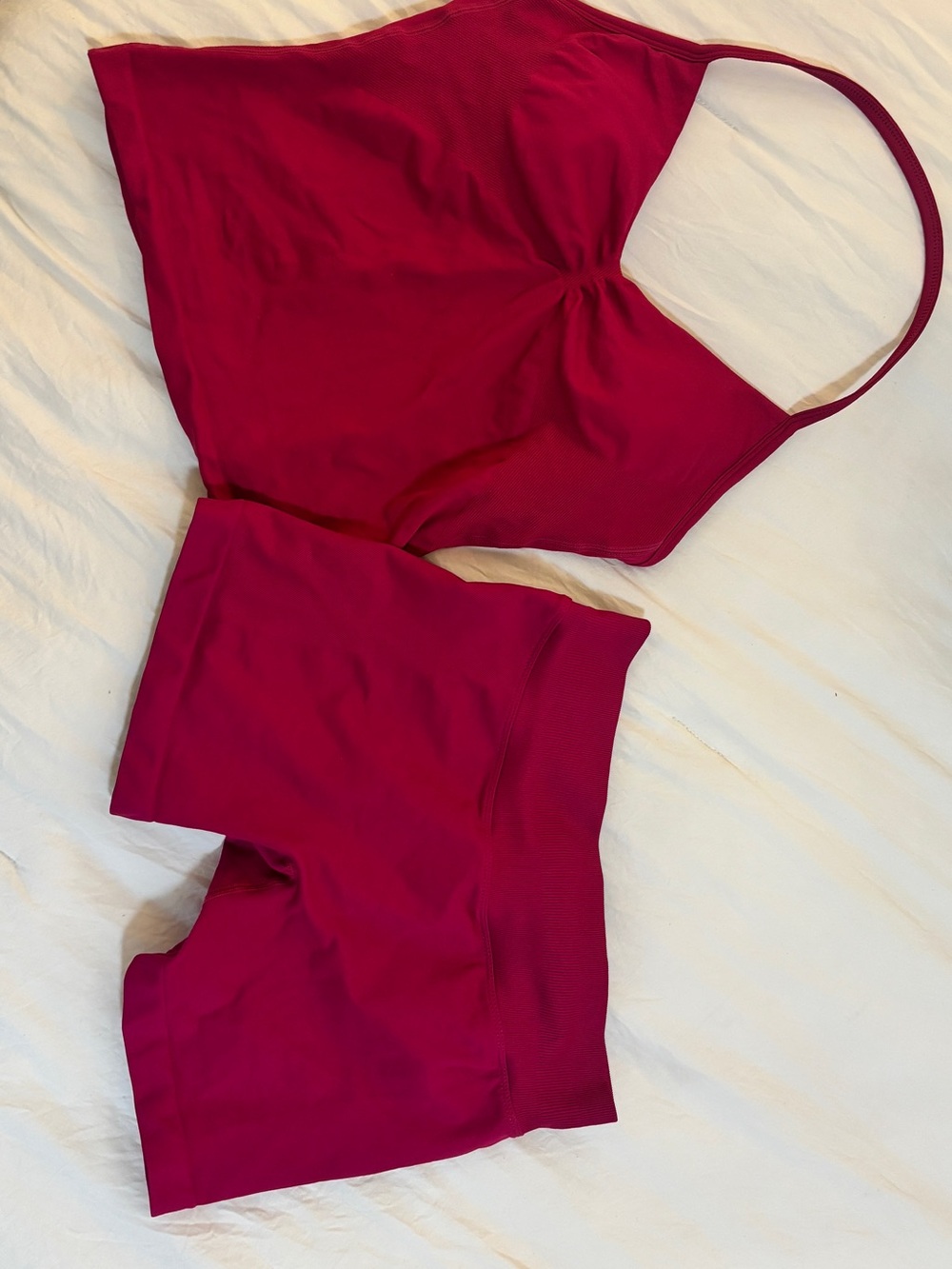 Seamless Burgundy Women's Tank and Shorts Set
